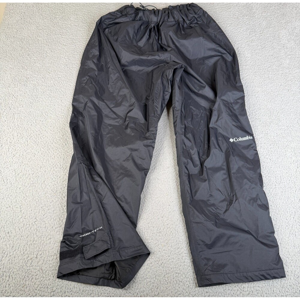 COLUMBIA Rain Pant Men XXL Black Omni Tech Waterproof Golf Trail Hiking Packable